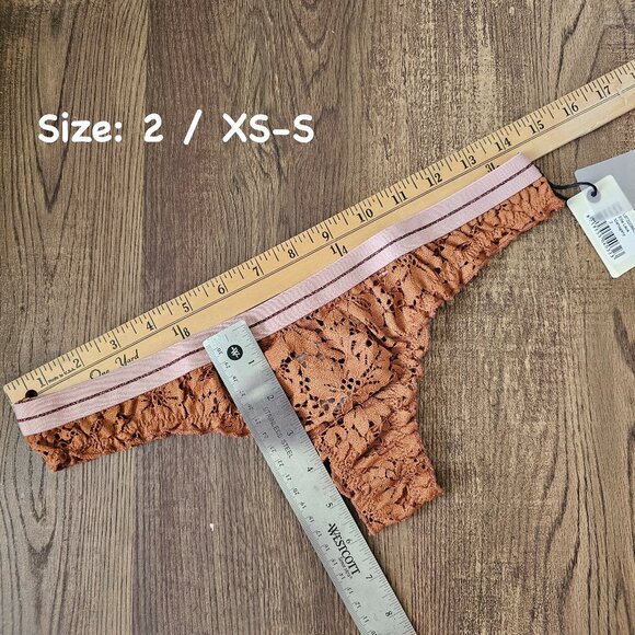 NWT!! Love Stories Ellie Lace Butterfly Thong, Mahogany - Picture 7 of 12